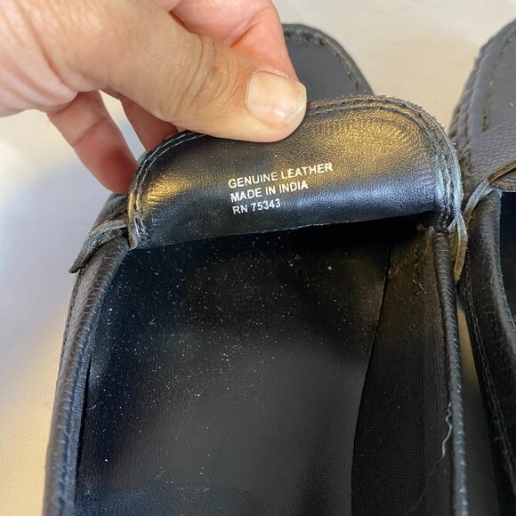 JOIE 8.5  Pebbled Leather Loafers Driving Shoes Moccasins Black Flats - Picture 4 of 4